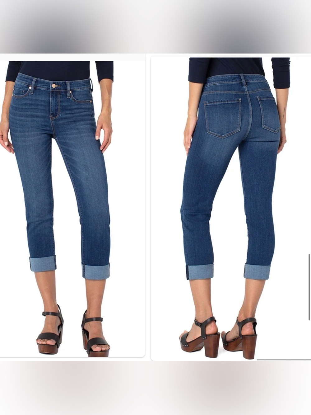 **Liverpool’ Modern Eco Charlie Cuffed Capri Jean in Lakewood Mid Wash